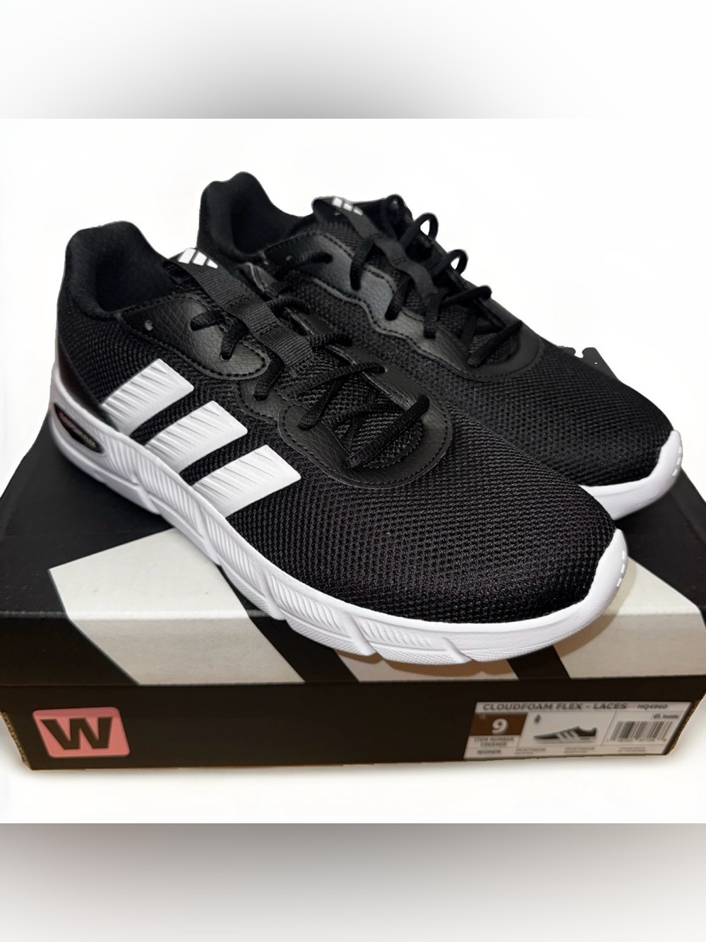Adidas Cloudfoam Flex - Laces Black Shoe Sneaker, women’s Size 9, 1955469, NEW
